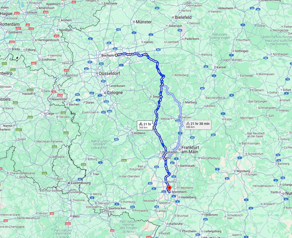 Anreise von Bochum Zu Ludwigshafen am Rhein Über 
