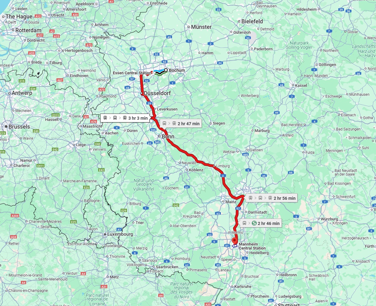 Anreise von Bochum Zu Ludwigshafen am Rhein Über 