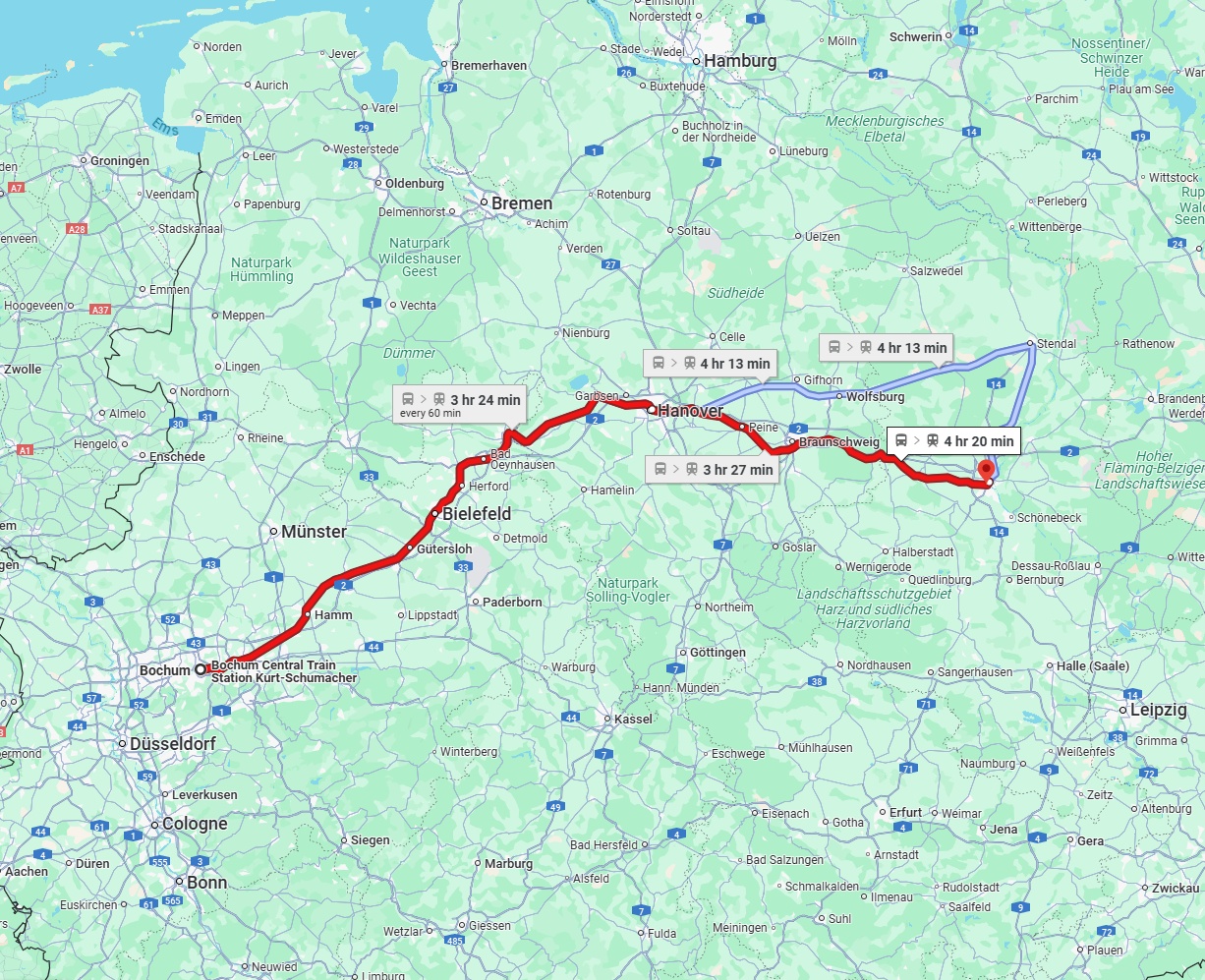 Anreise von Bochum Zu Magdeburg Über 
