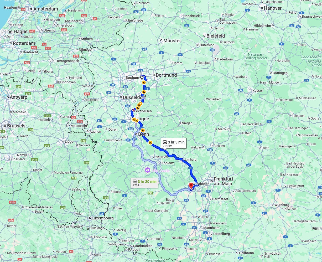 Anreise von Bochum Zu Mainz Über via A3