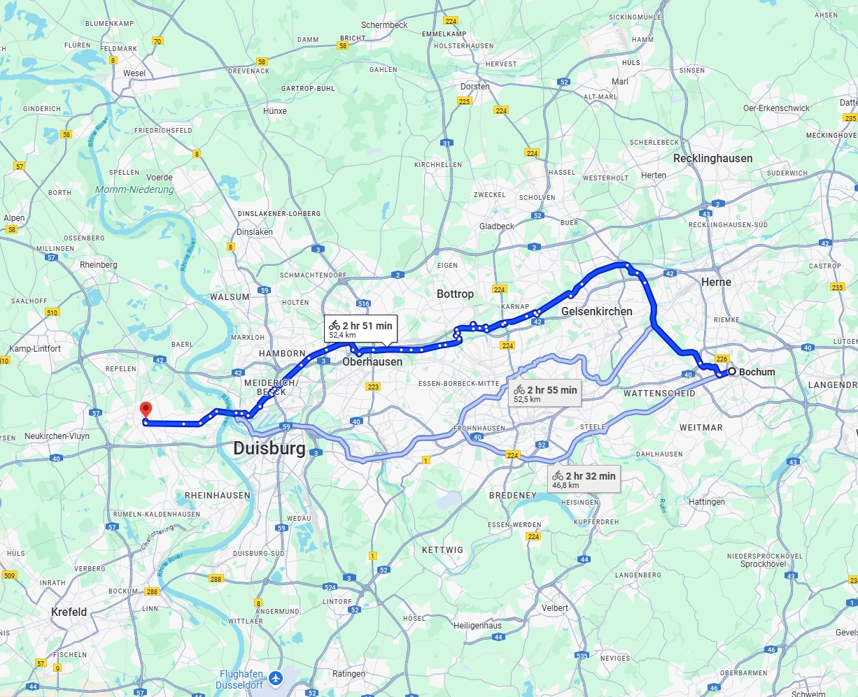 Anreise von Bochum Zu Moers Über 