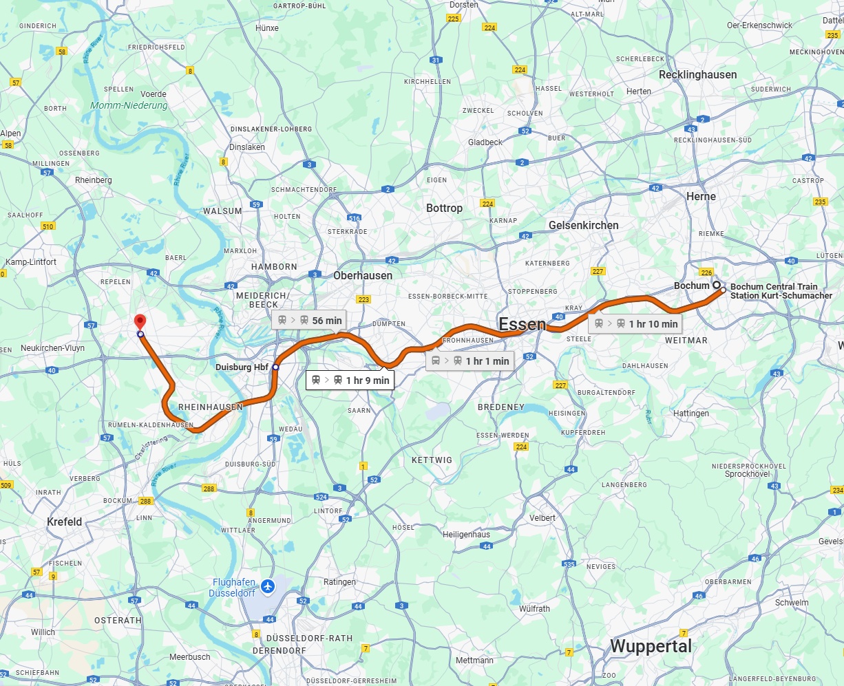 Anreise von Bochum Zu Moers Über 