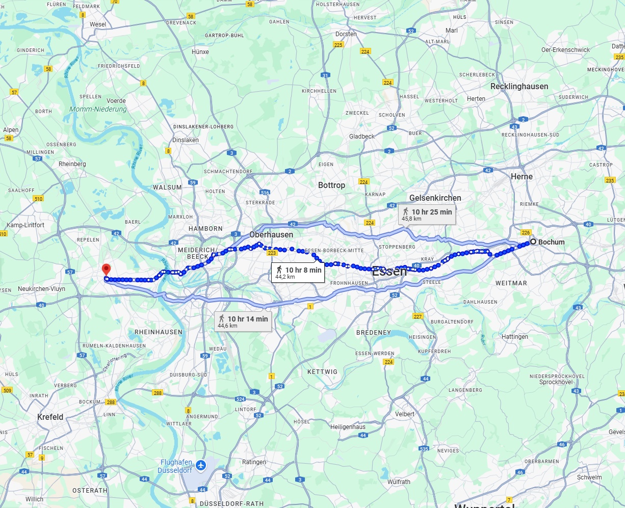 Anreise von Bochum Zu Moers Über 
