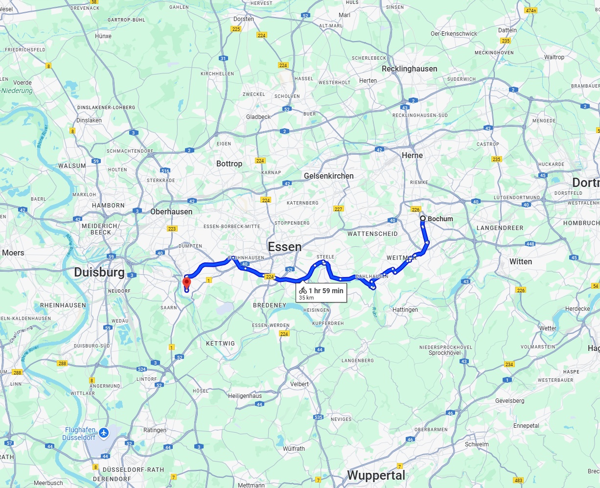Anreise von Bochum Zu Mülheim an der Ruhr Über 