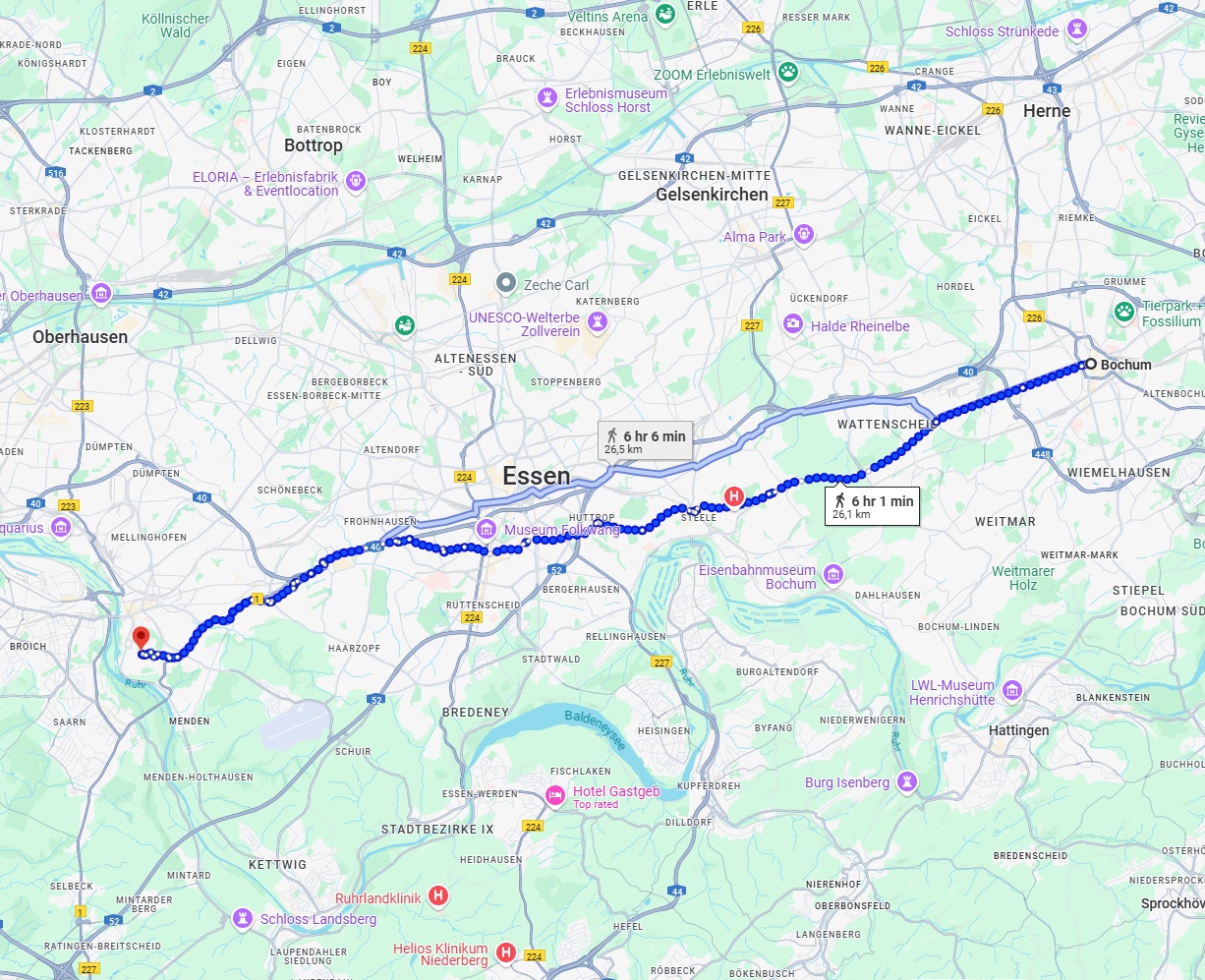 Anreise von Bochum Zu Mülheim an der Ruhr Über 