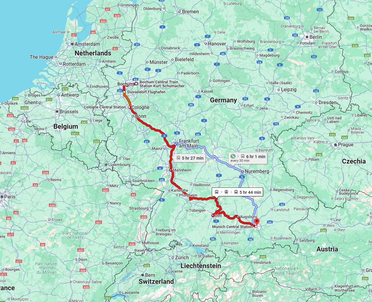 Anreise von Bochum Zu München Über 