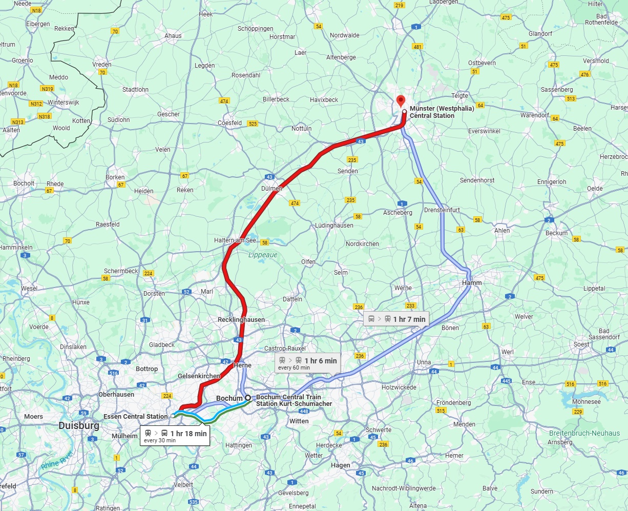 Anreise von Bochum Zu Münster Über 