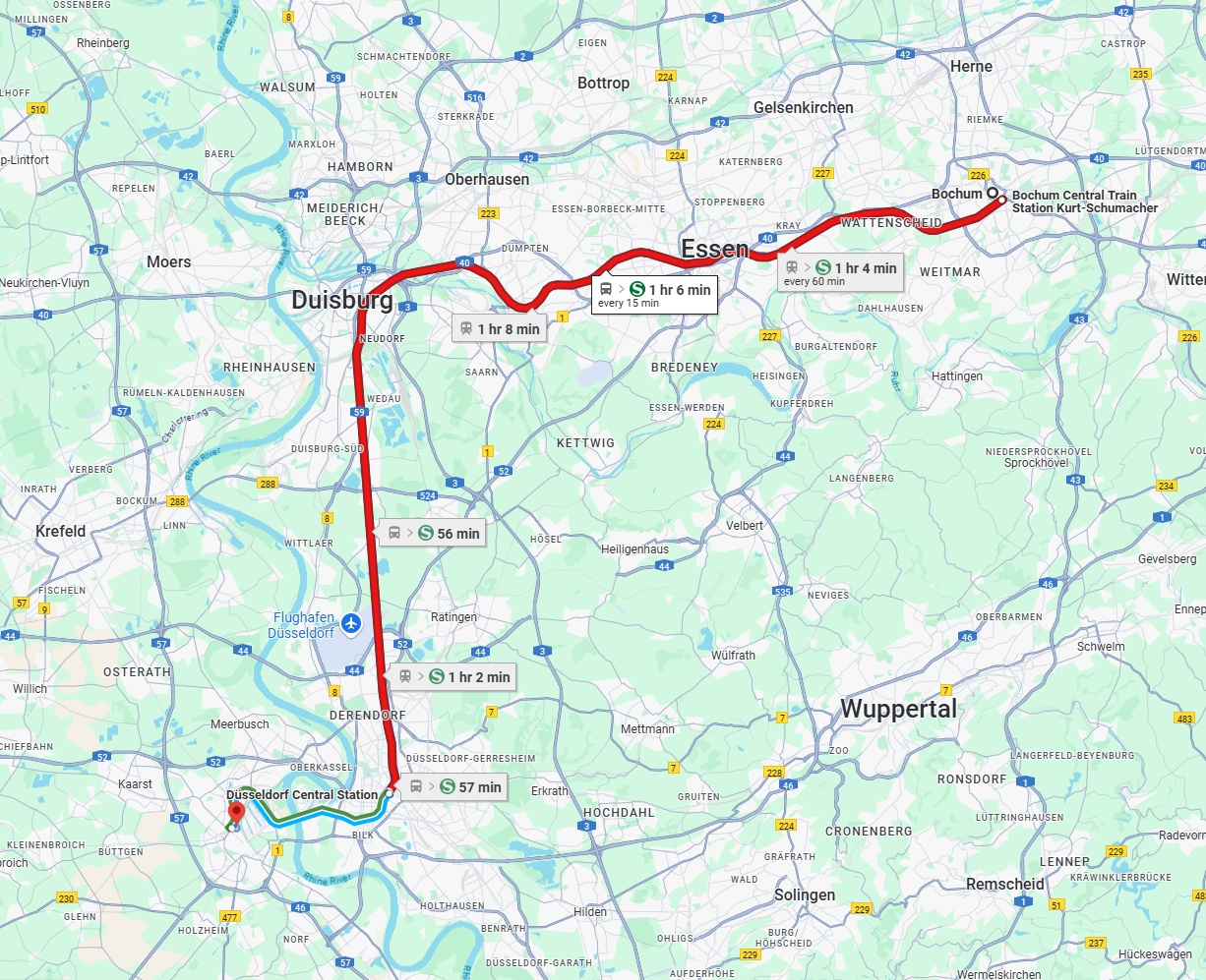 Anreise von Bochum Zu Neuss Über 