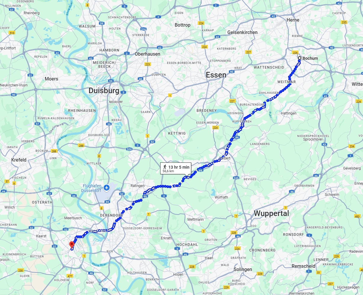 Anreise von Bochum Zu Neuss Über 