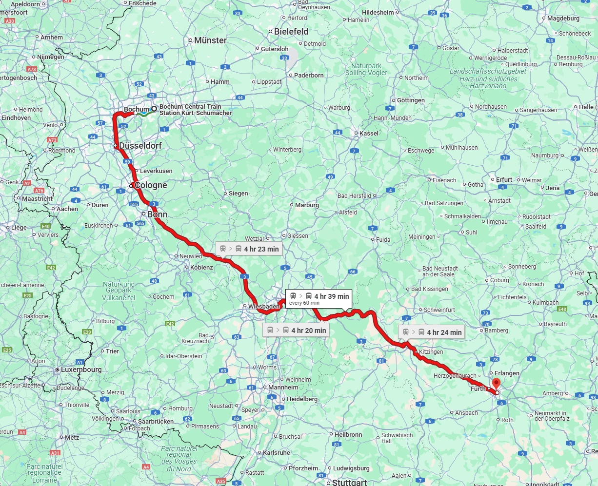 Anreise von Bochum Zu Nürnberg Über 