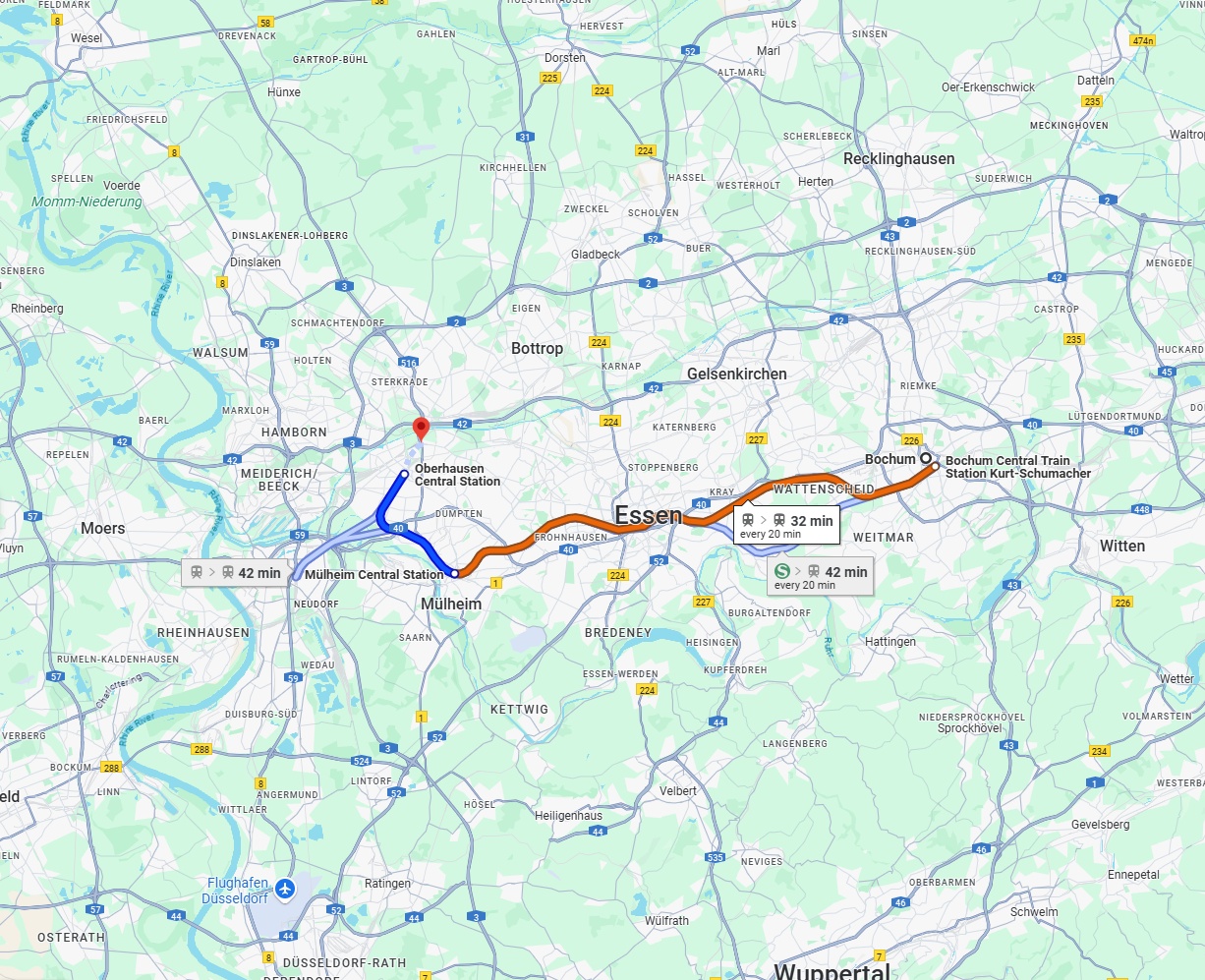 Anreise von Bochum Zu Oberhausen Über 