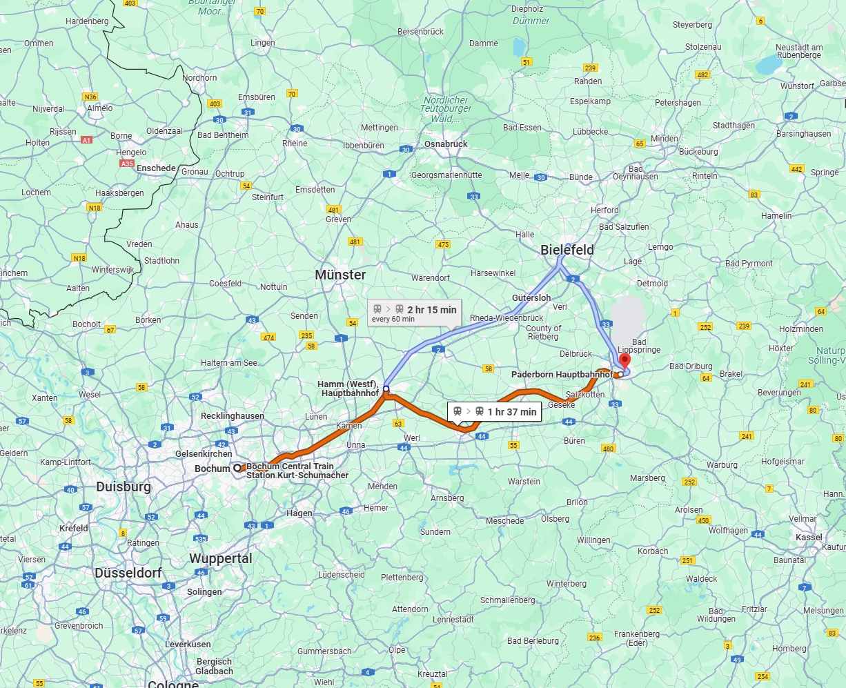 Anreise von Bochum Zu Paderborn Über 