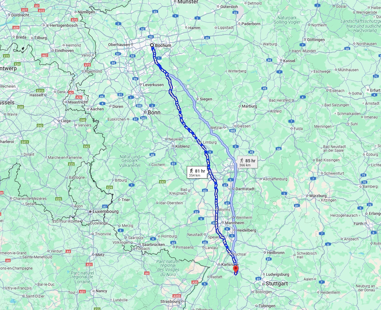 Anreise von Bochum Zu Pforzheim Über 