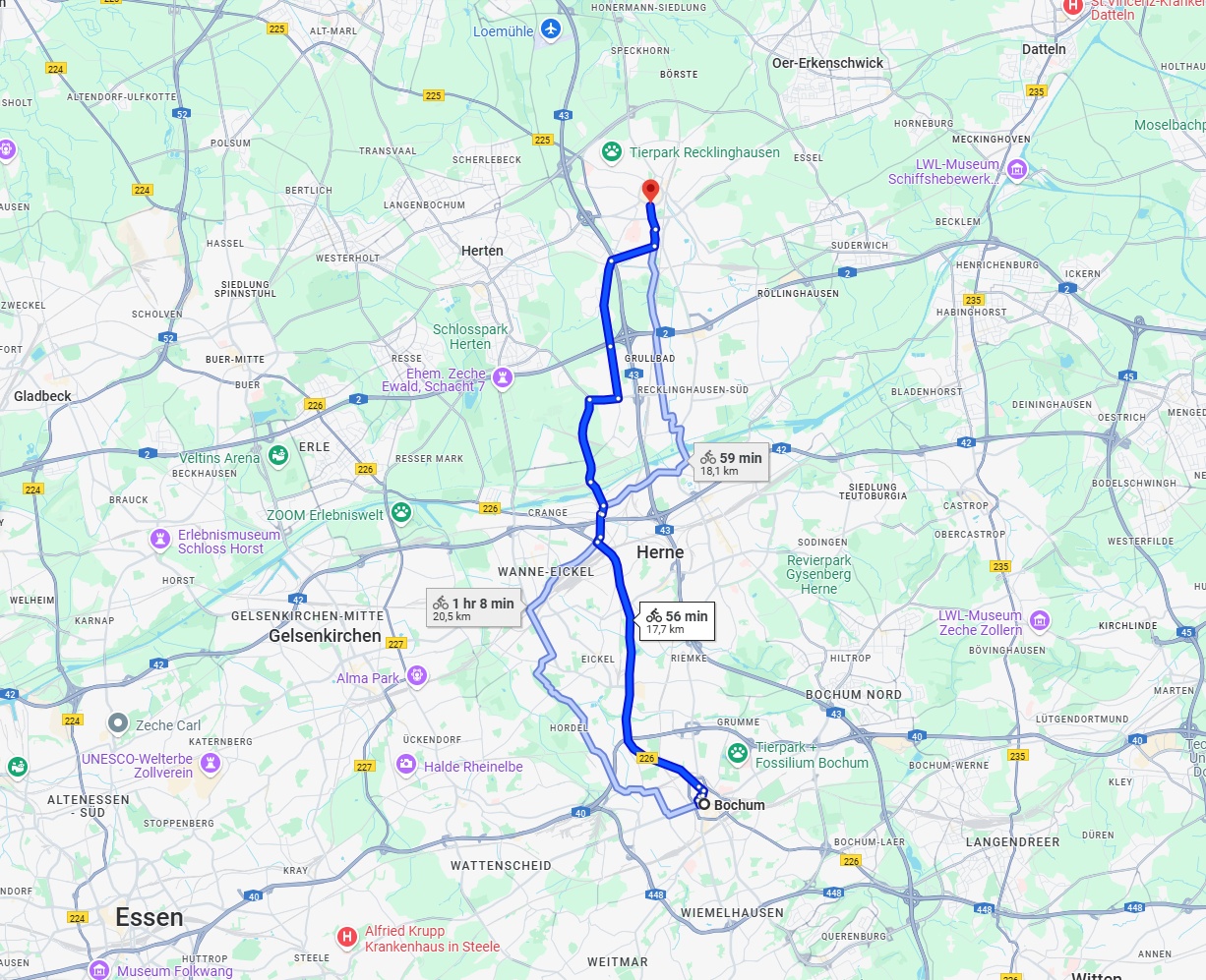 Anreise von Bochum Zu Recklinghausen Über 