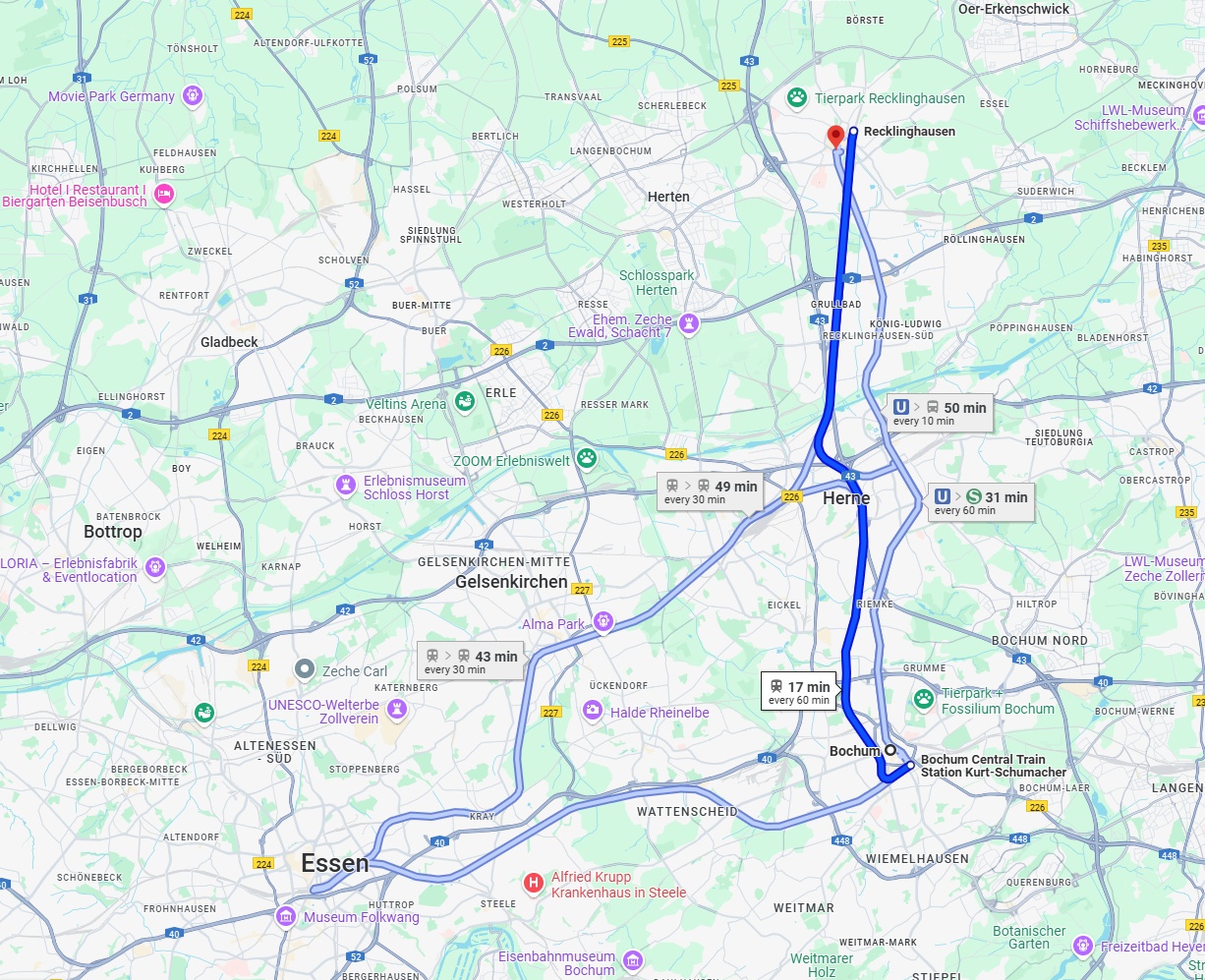 Anreise von Bochum Zu Recklinghausen Über 