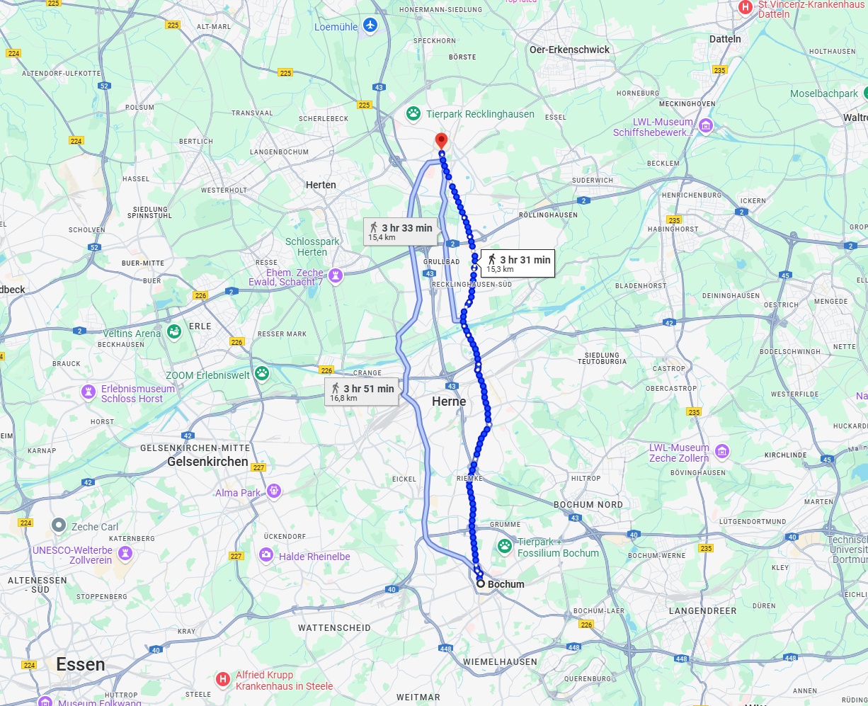 Anreise von Bochum Zu Recklinghausen Über 