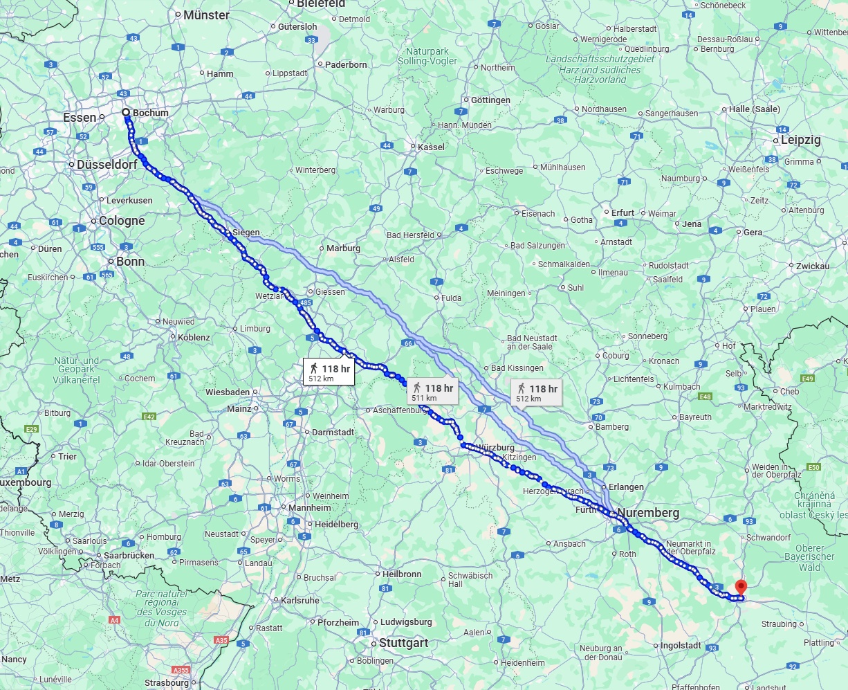 Anreise von Bochum Zu Regensburg Über 