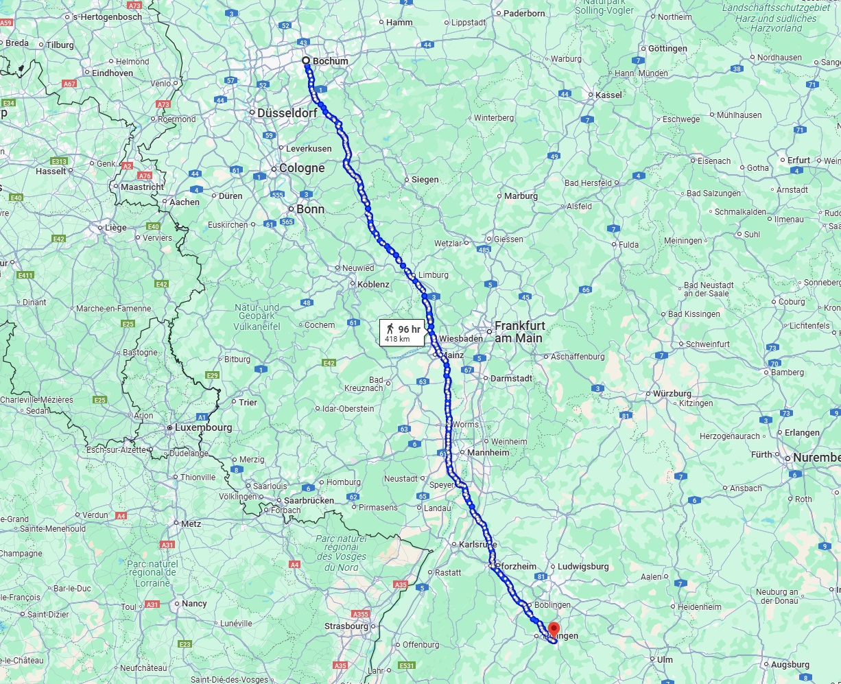 Anreise von Bochum Zu Reutlingen Über 