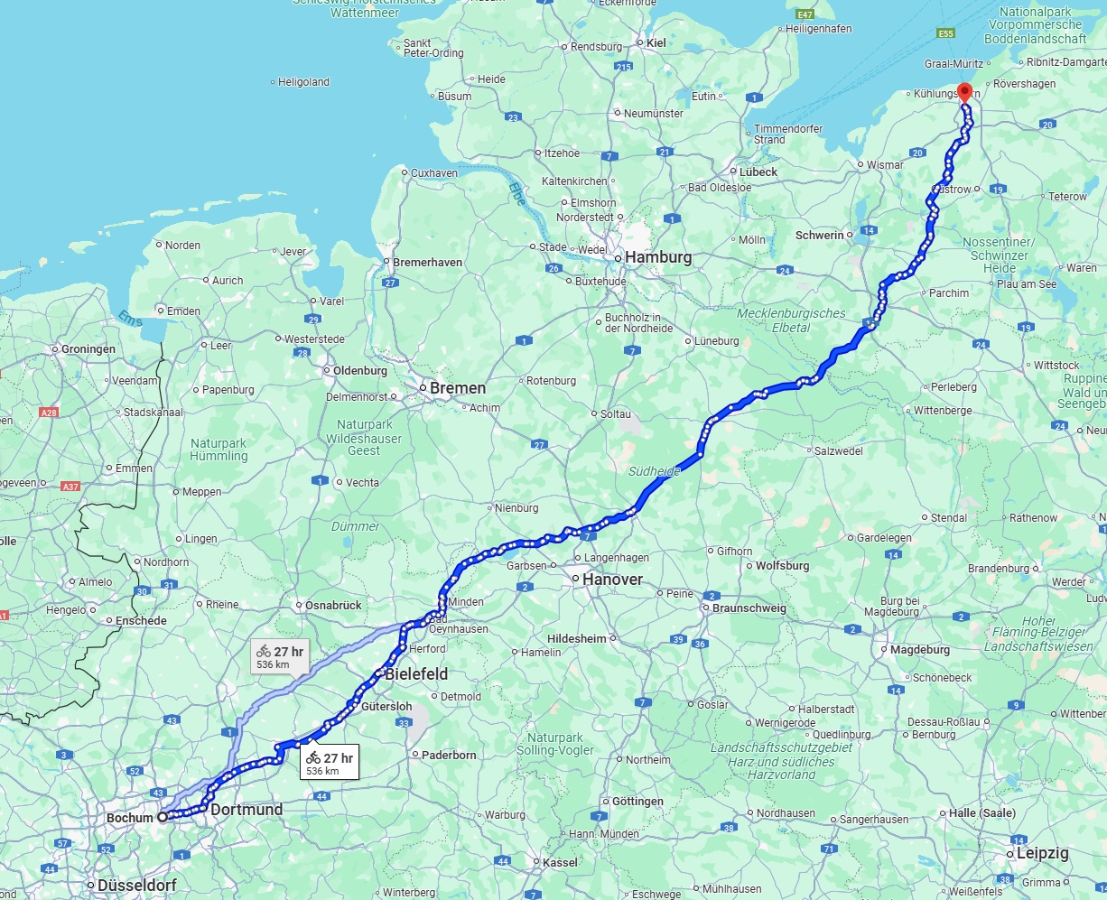 Anreise von Bochum Zu Rostock Über 