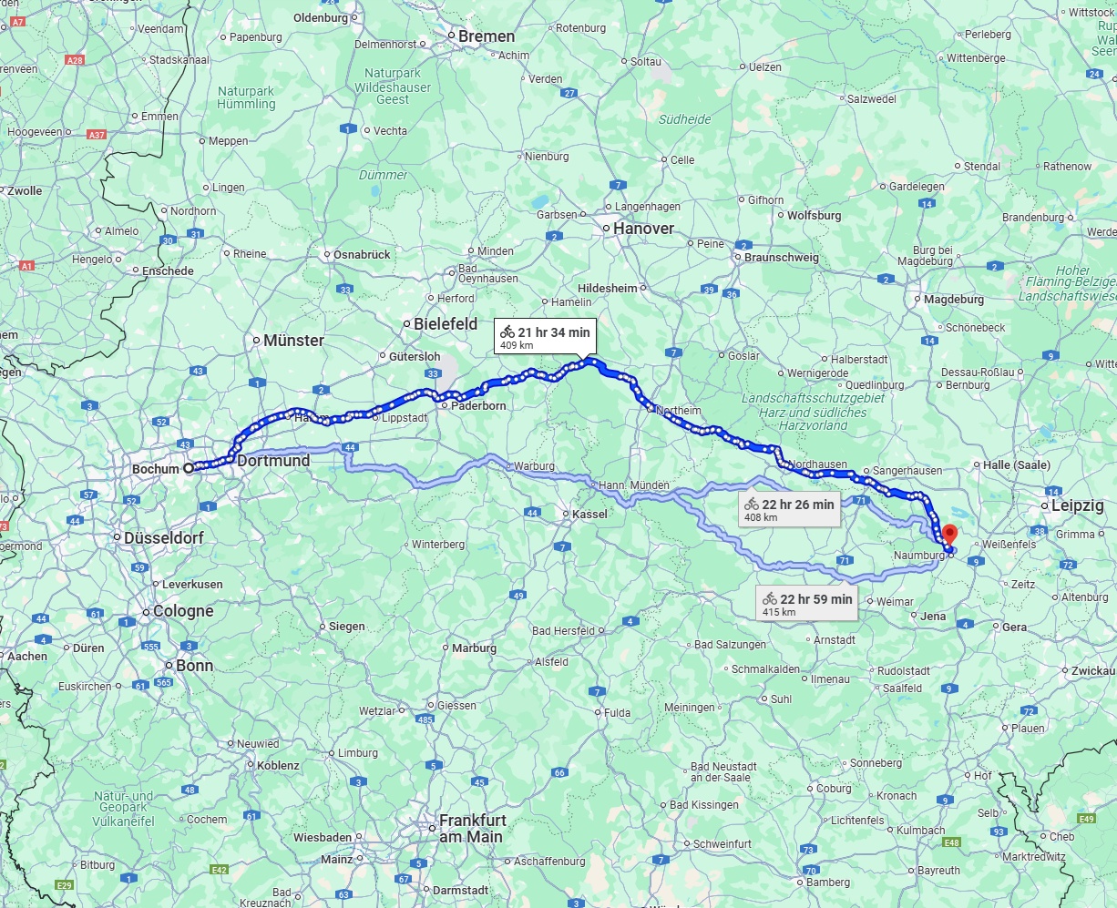 Anreise von Bochum Zu Saale Über 
