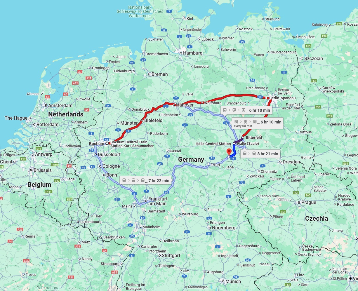 Anreise von Bochum Zu Saale Über 