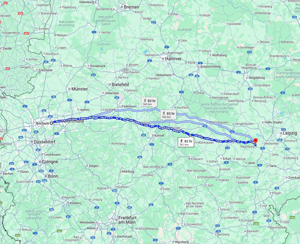 Anreise von Bochum Zu Saale Über 