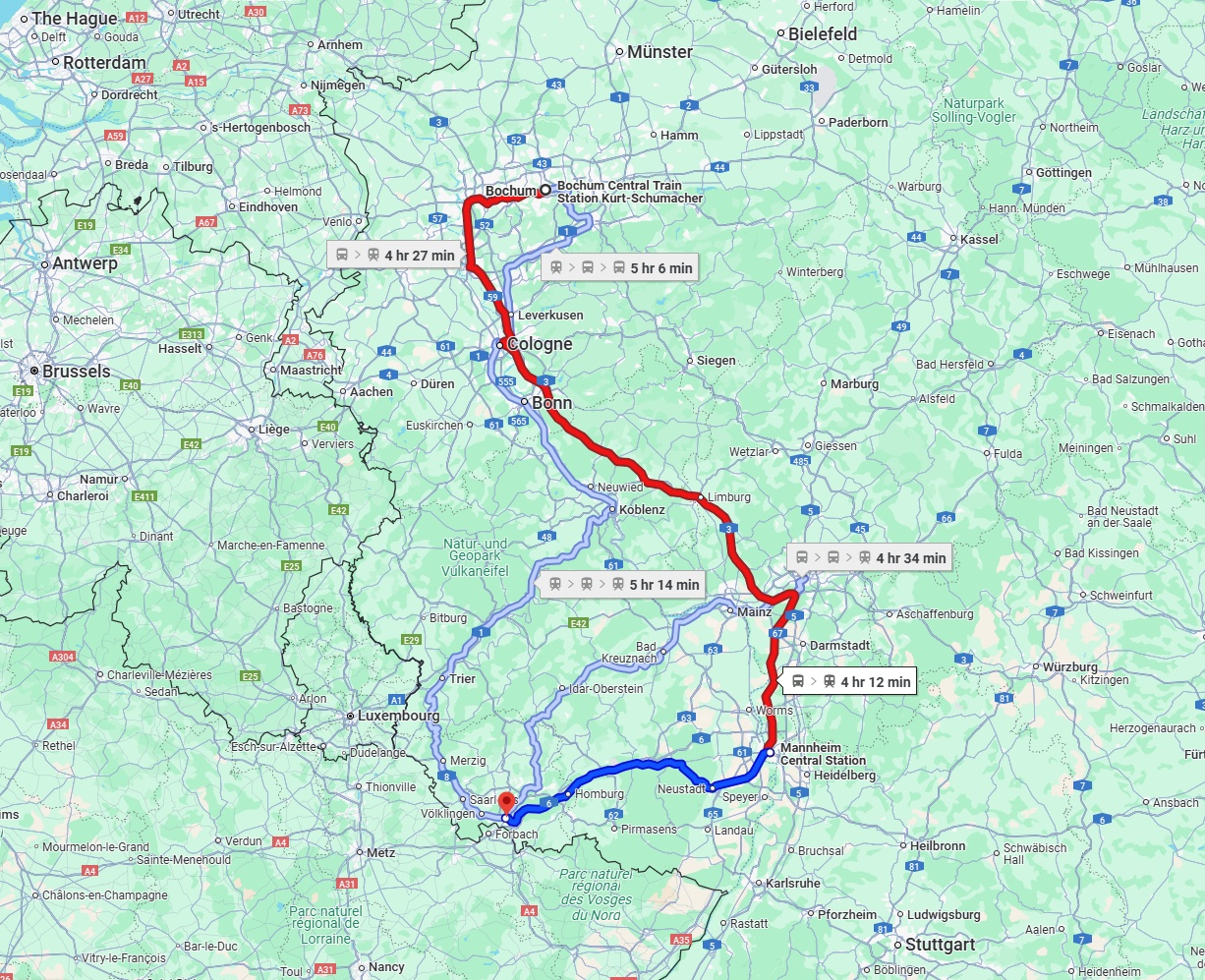 Anreise von Bochum Zu Saarbrücken Über 