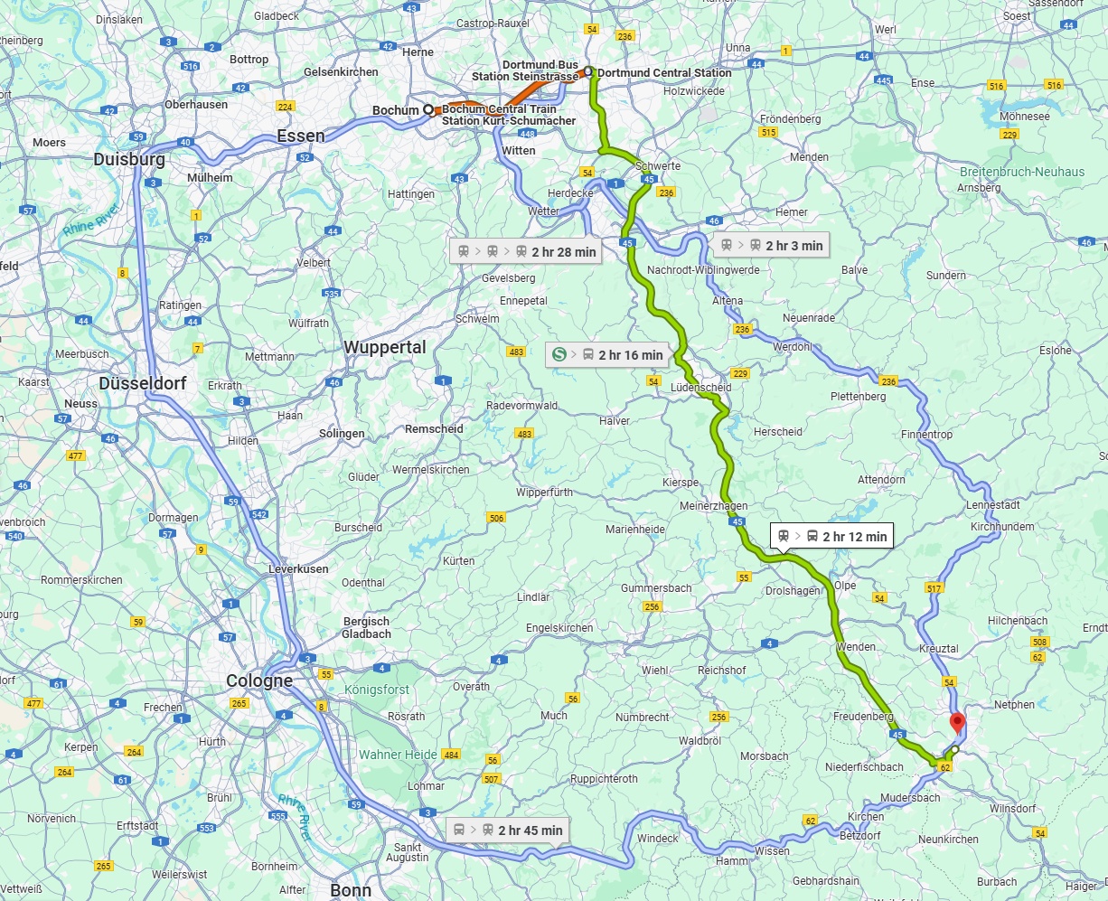 Anreise von Bochum Zu Siegen Über 