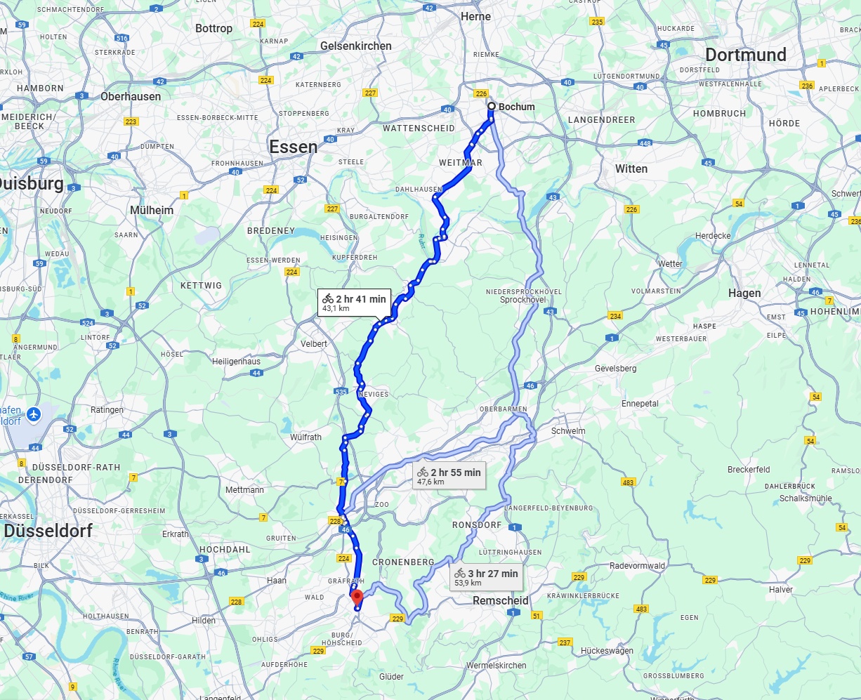 Anreise von Bochum Zu Solingen Über 