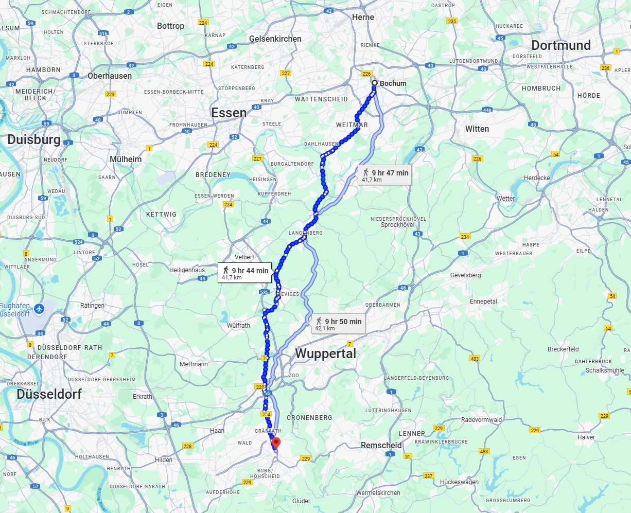 Anreise von Bochum Zu Solingen Über 