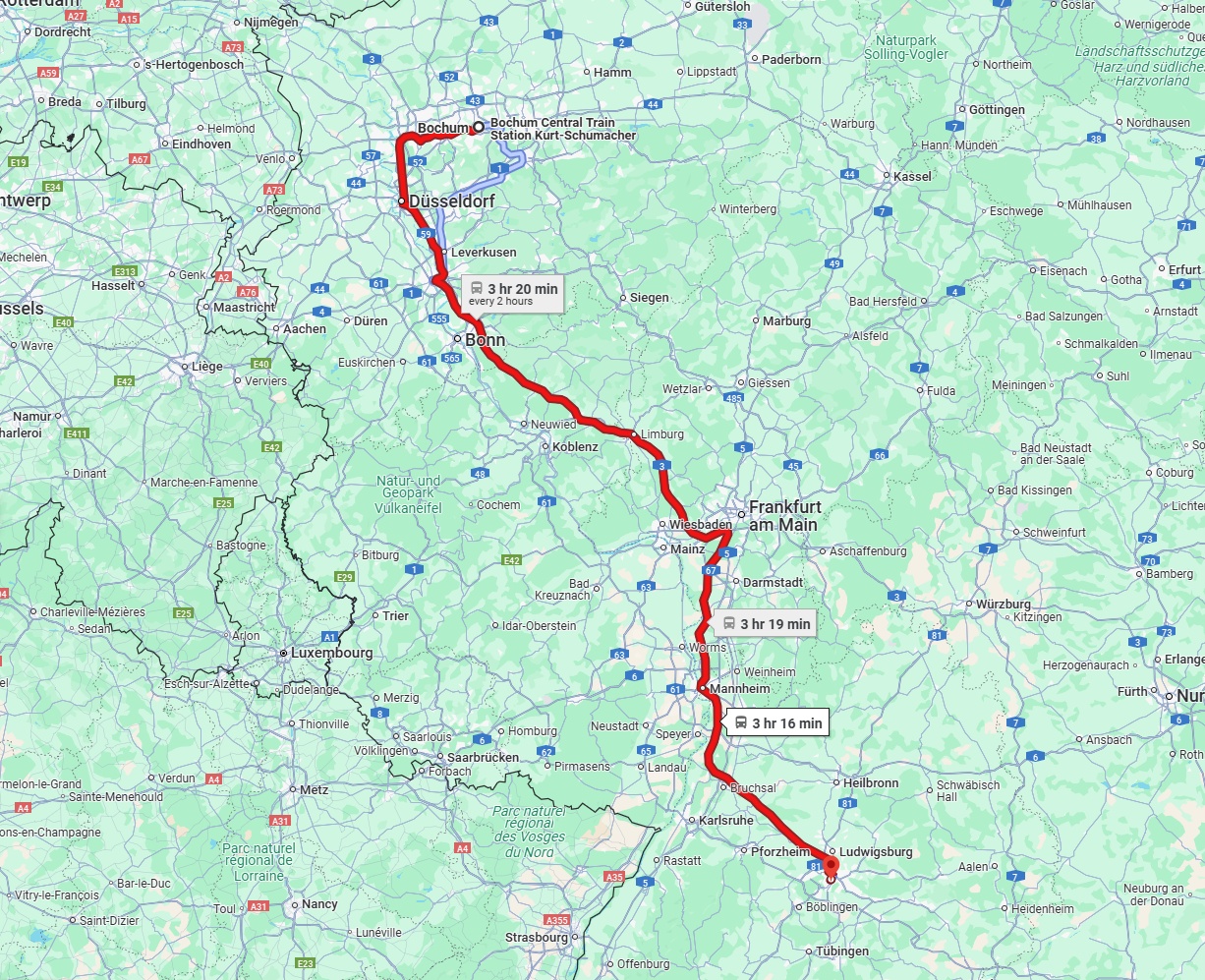 Anreise von Bochum Zu Stuttgart Über 