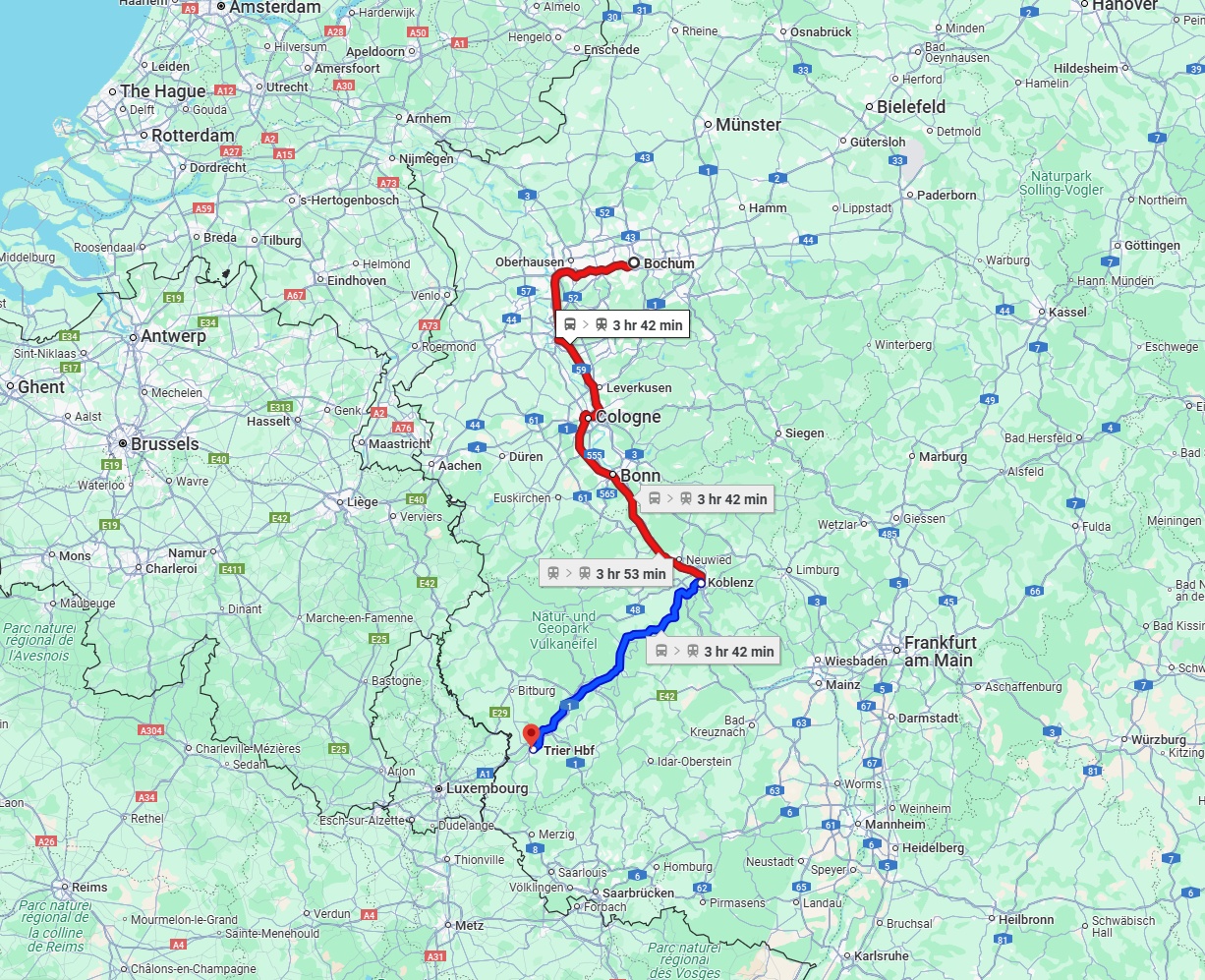 Anreise von Bochum Zu Trier Über 