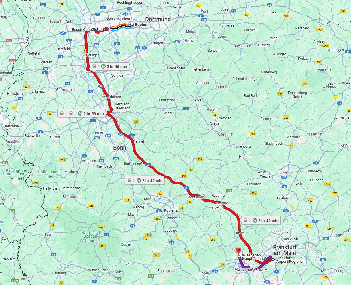 Anreise von Bochum Zu Wiesbaden Über 