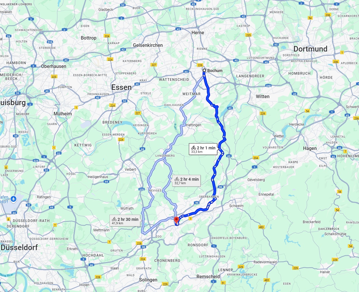 Anreise von Bochum Zu Wuppertal Über 