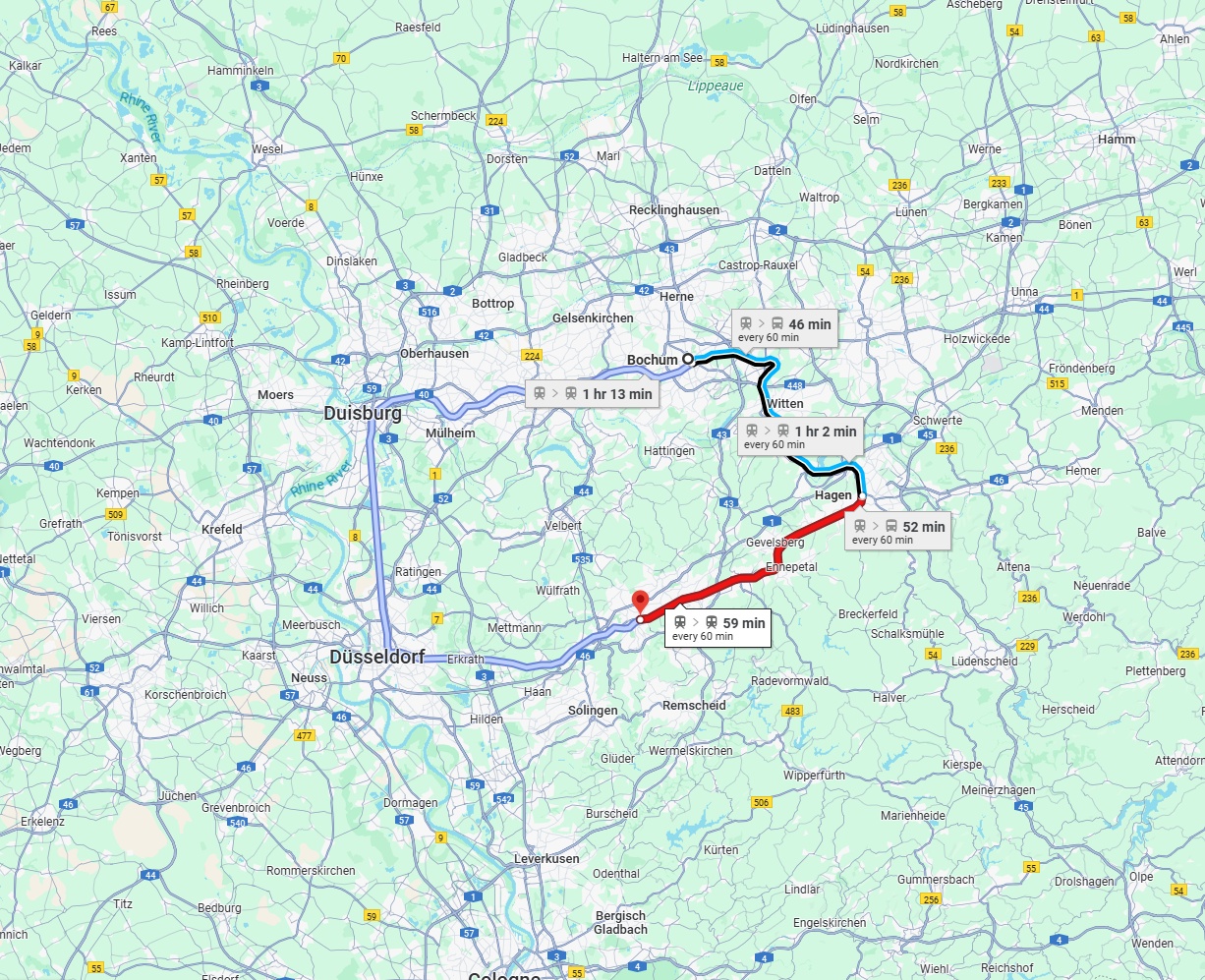 Anreise von Bochum Zu Wuppertal Über 