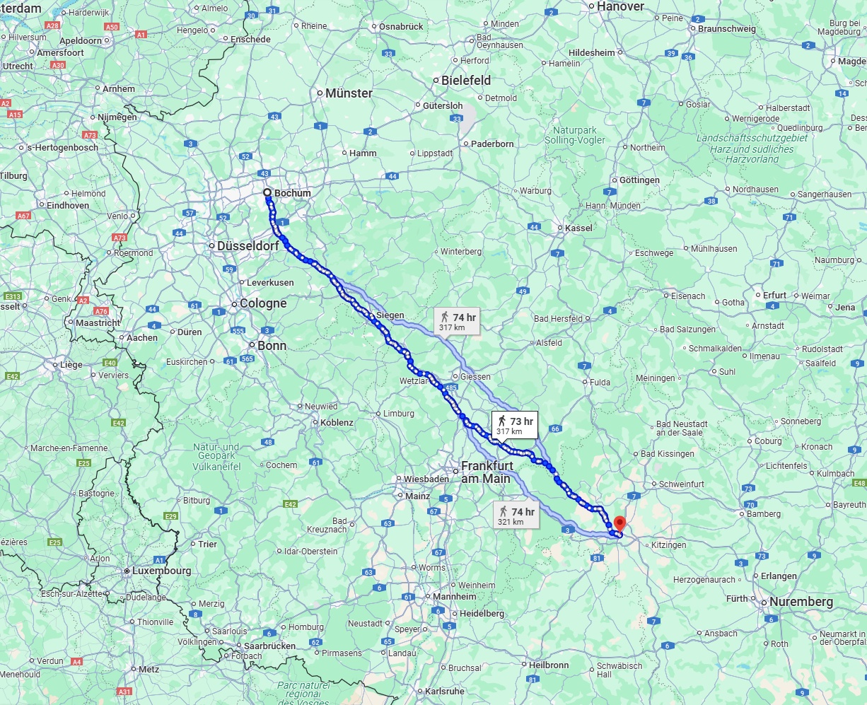 Anreise von Bochum Zu Würzburg Über 
