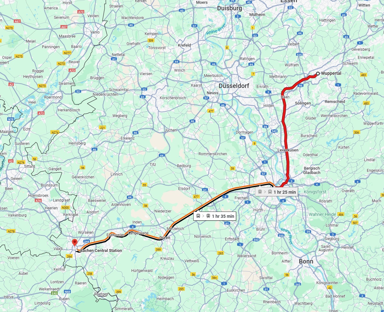 Anreise von Wuppertal Zu Aachen Über 