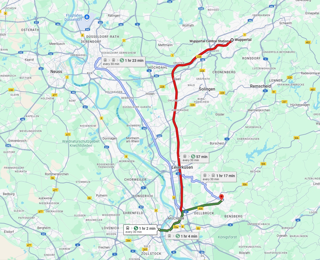 Anreise von Wuppertal Zu Bergisch Gladbach Über 