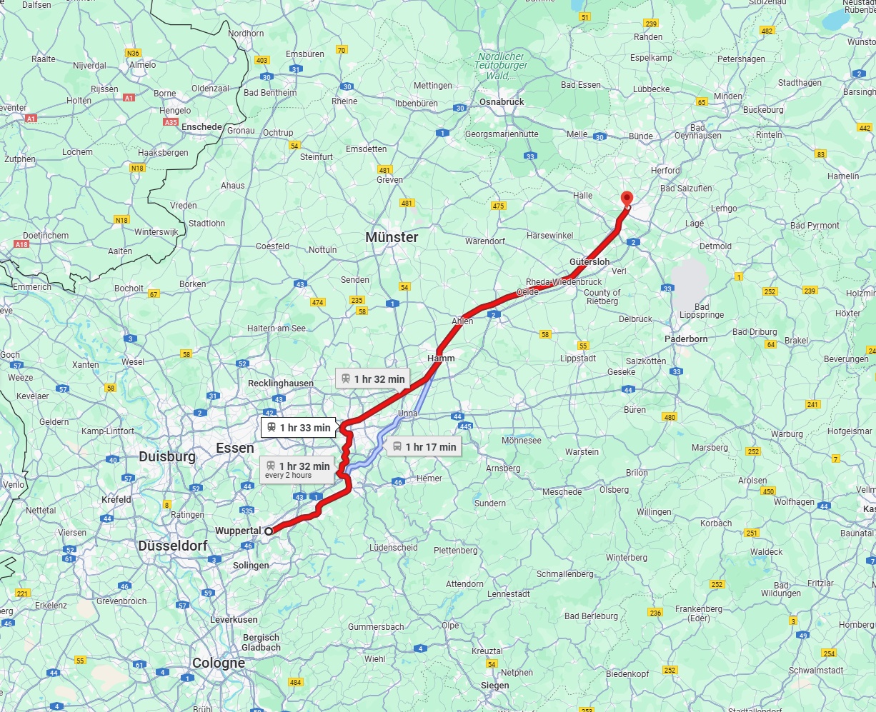 Anreise von Wuppertal Zu Bielefeld Über 