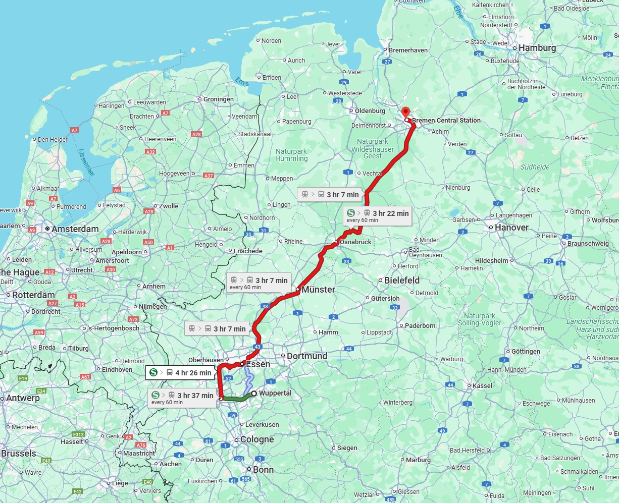 Anreise von Wuppertal Zu Bremen Über 