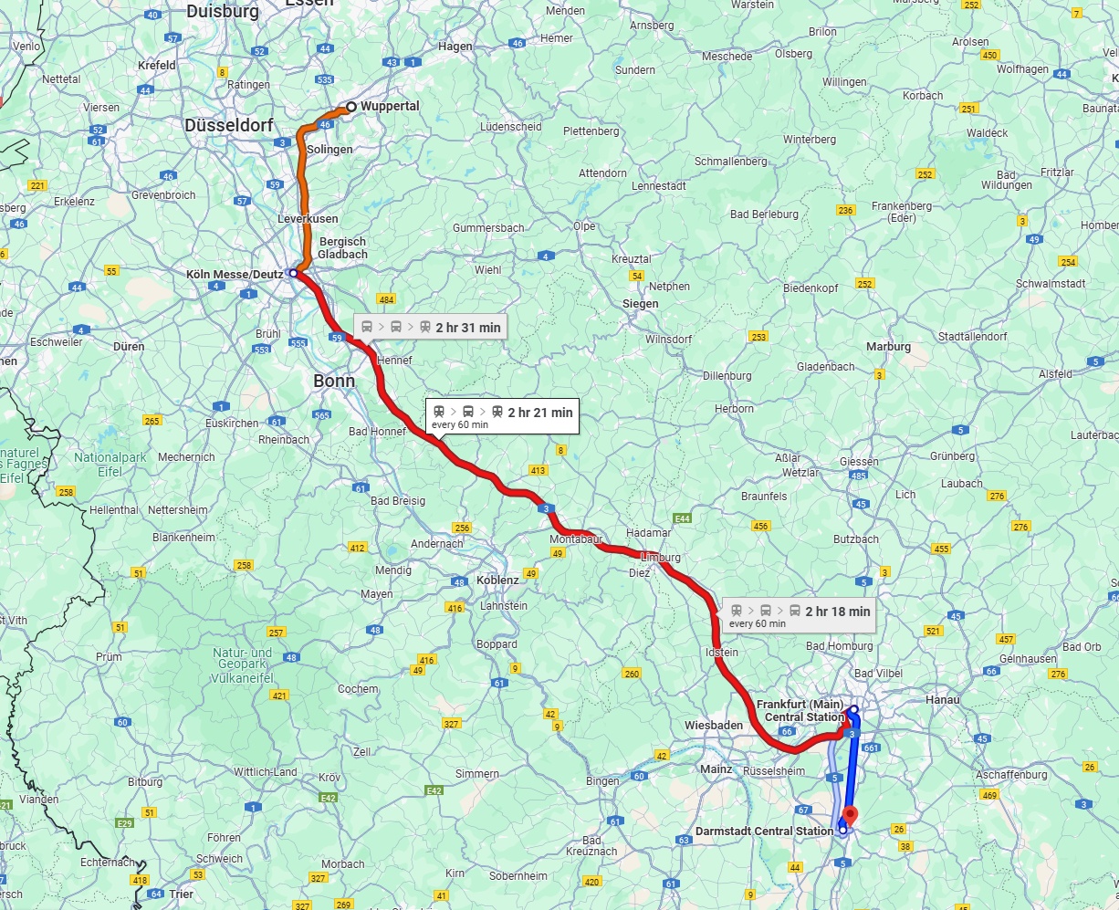 Anreise von Wuppertal Zu Darmstadt Über 