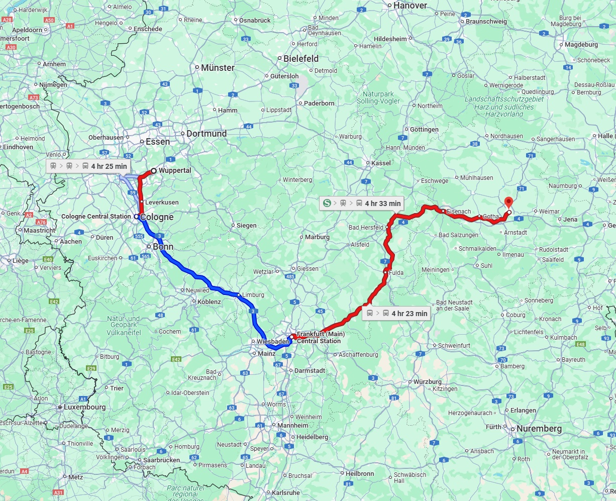 Anreise von Wuppertal Zu Erfurt Über 