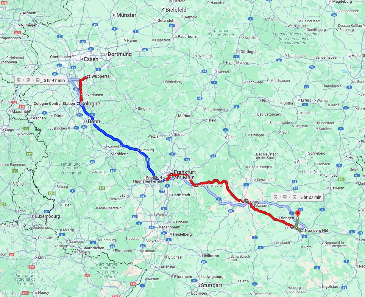Anreise von Wuppertal Zu Erlangen Über 