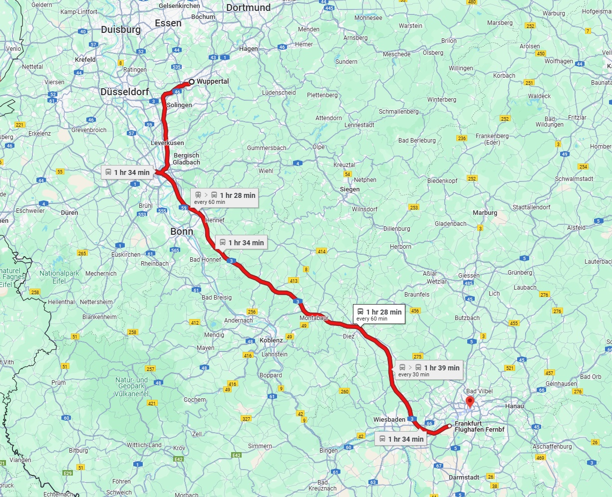 Anreise von Wuppertal Zu Frankfurt am Main Über 