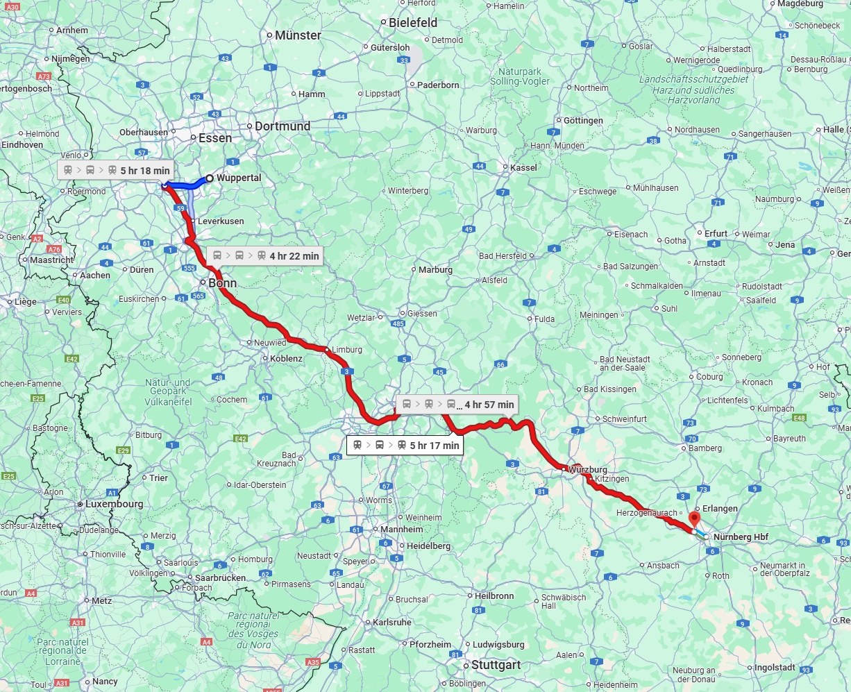 Anreise von Wuppertal Zu Fürth Über 