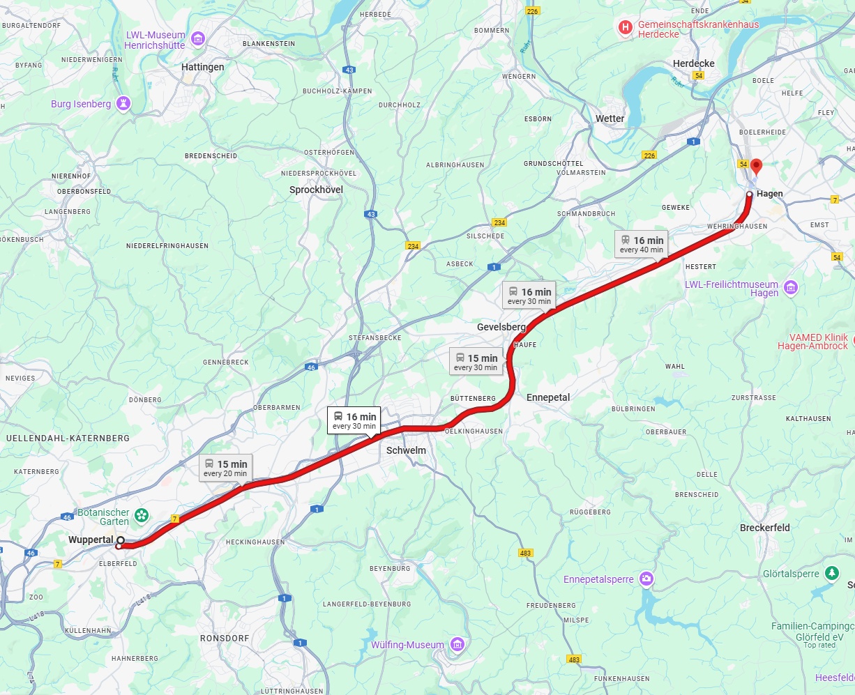 Anreise von Wuppertal Zu Hagen Über 