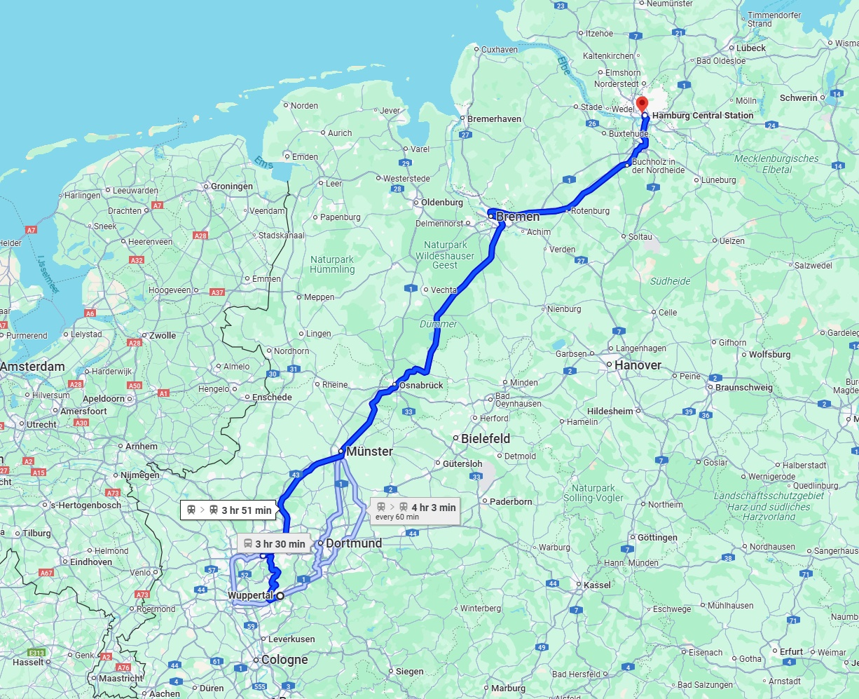 Anreise von Wuppertal Zu Hamburg Über 