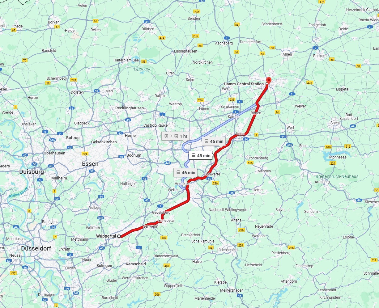 Anreise von Wuppertal Zu Hamm Über 