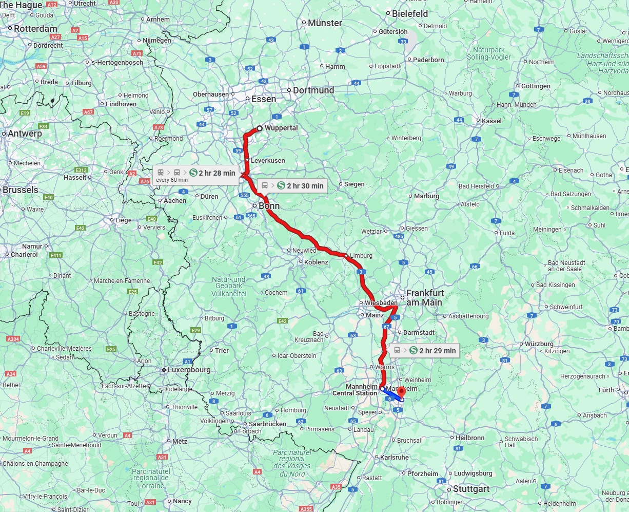 Anreise von Wuppertal Zu Heidelberg Über 