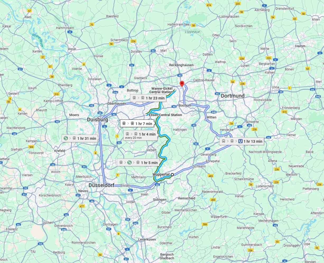 Anreise von Wuppertal Zu Herne Über 